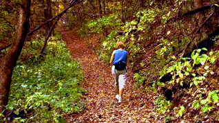 Colleen walking in the woods...